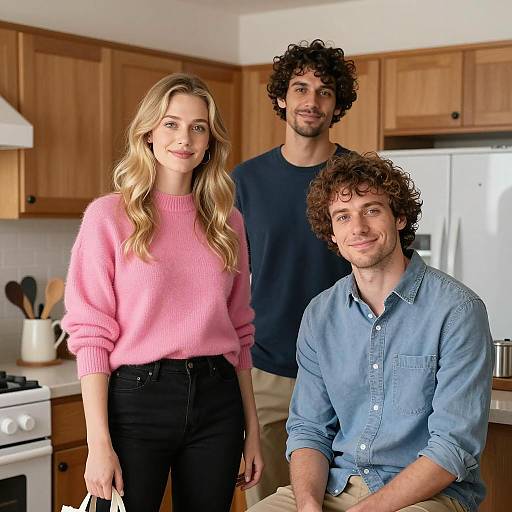 Cozy Kitchen Scene with Three People