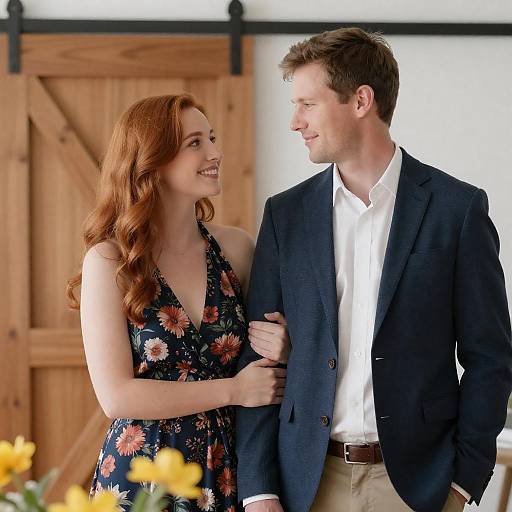 Couple Portrait with Floral and Barn Elements