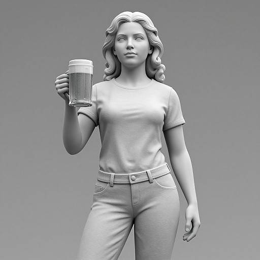 Monochrome Latina Woman Statue