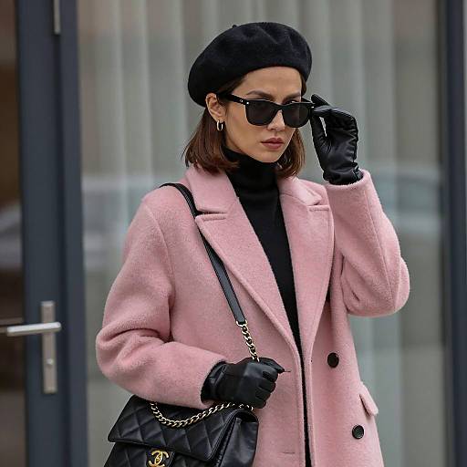 Chic Urban Elegance in Pink and Black
