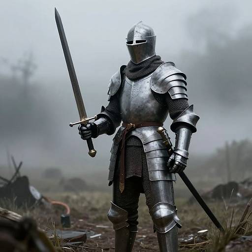 Knight with Claymore on Misty Battlefield