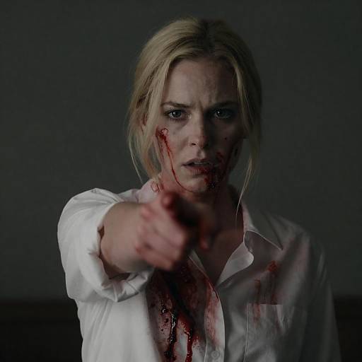 Intense Portrait of a Bloody Woman