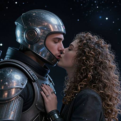 Futuristic Cosmic Romantic Kiss