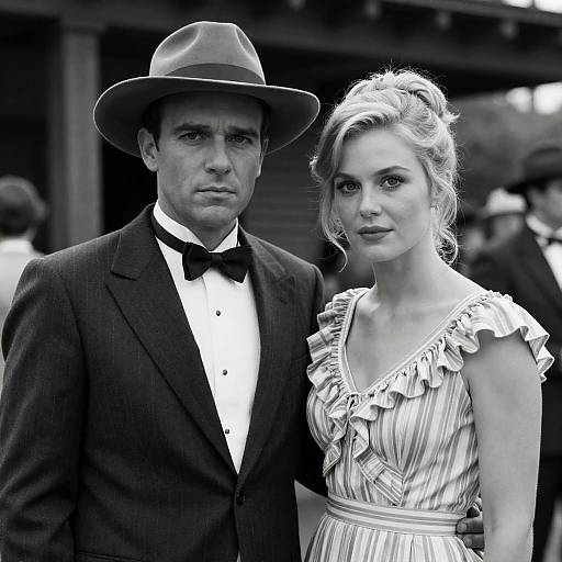 Vintage Romantic Portrait in Black and White