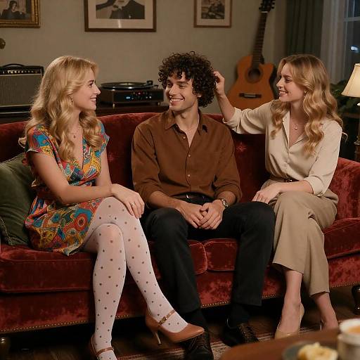 Vintage Living Room Photography with Friends