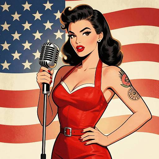 Retro Pinup with Vintage Microphone