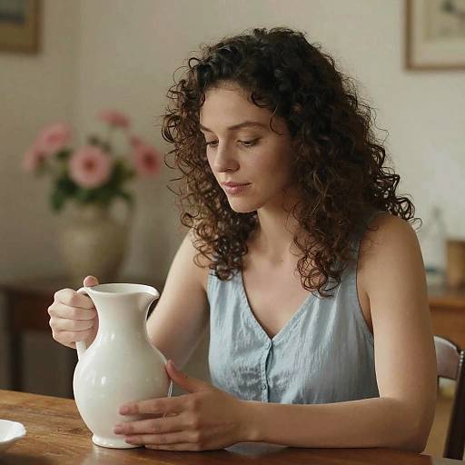 Nostalgic Portrait of Woman with Jug