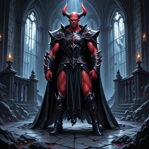 Muscular Demon in Gothic Castle Setting Muscular Demon in Gothic Castle Setting