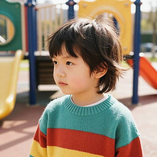 Child's Wolf Cut in Playground