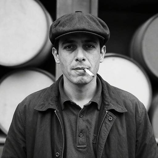 Melancholic Man in Vintage Black and White