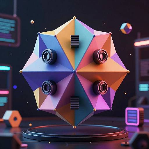 Futuristic 3D Geometric Data Art