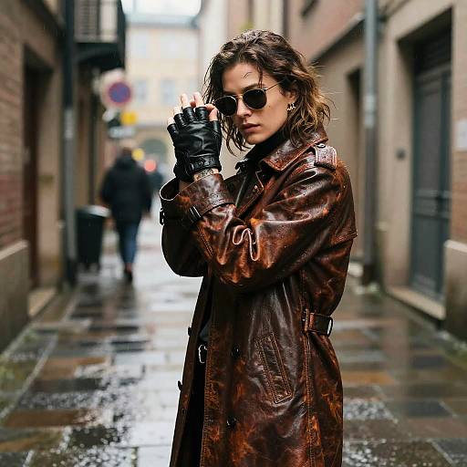 Rain-Drenched Alley Tattooed Street Musician