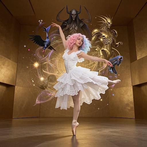 Ethereal Ballet Dancer in Modern Space