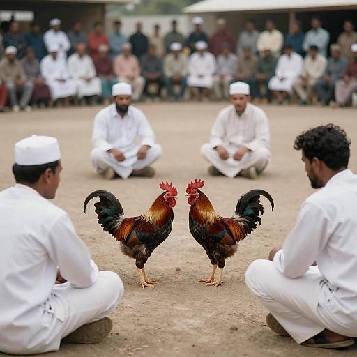 Vintage Photograph of a Cockfight