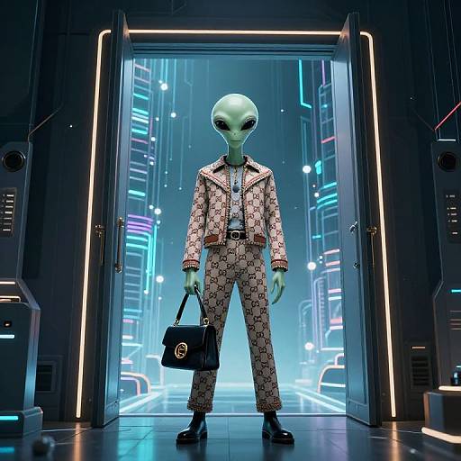 Futuristic Alien in Gucci Outfit