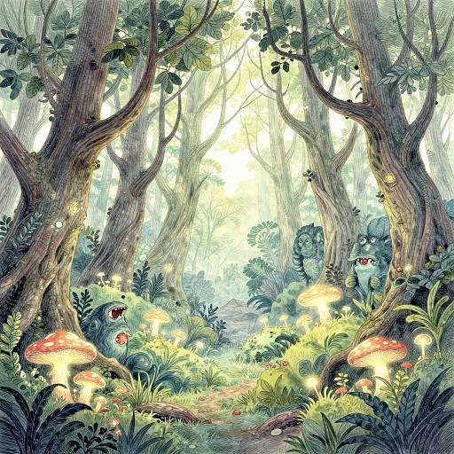 Enchanted Forest Sketch Scene