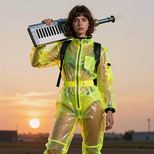 Fluorescent Latex Woman at Sunset