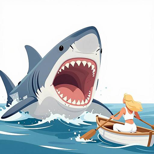 Shark Encounter in Blue Waves