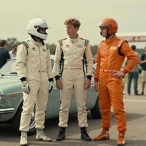 Racing Team Against a Vibrant Backdrop