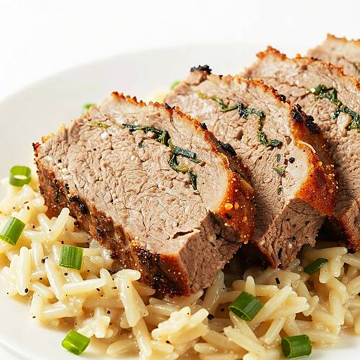 Juicy Herb-Stuffed Meatloaf with Creamy Pasta