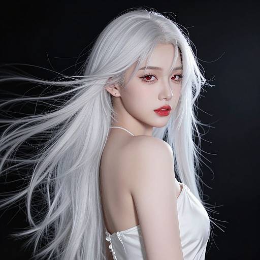 Elegant Woman with Long Platinum Hair