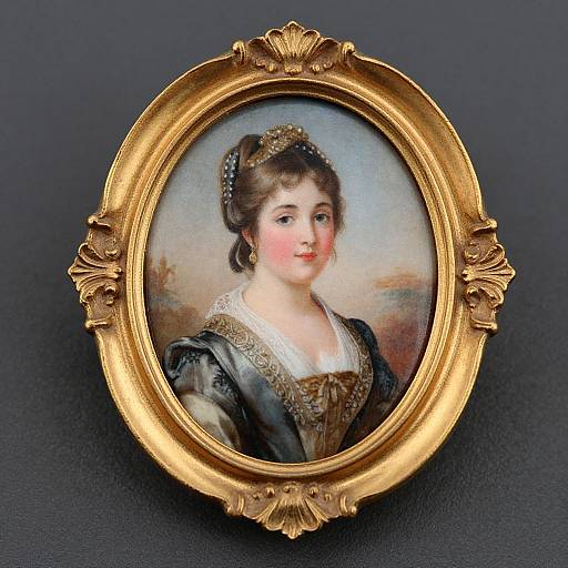 Antique Victorian Hand-Painted Portrait Brooch