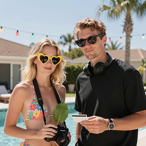 Sunny Poolside Scene with Friends