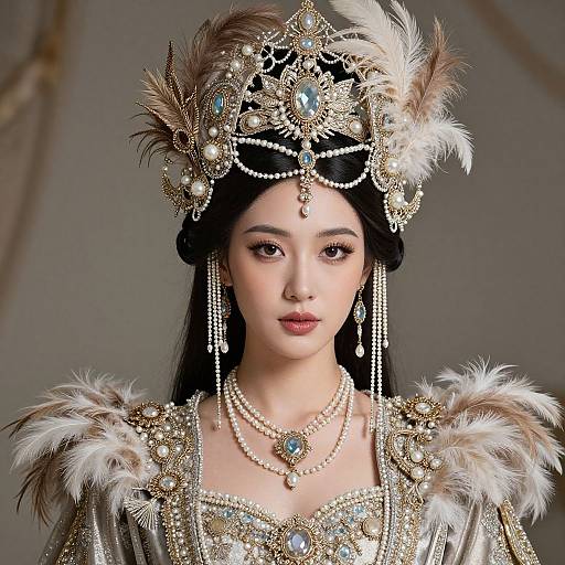 Regal Feathered Baroque Fantasy Costume