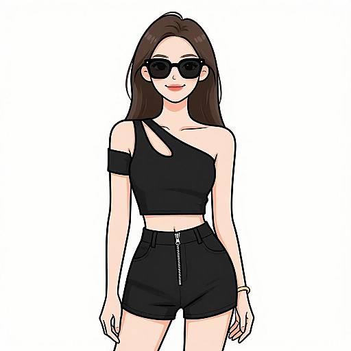 Chic Smiling Woman in Stylish Outfit