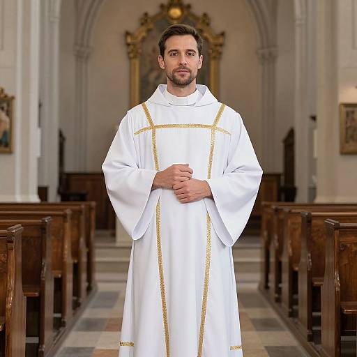 Man in Priest's Holiday Tunic Costume