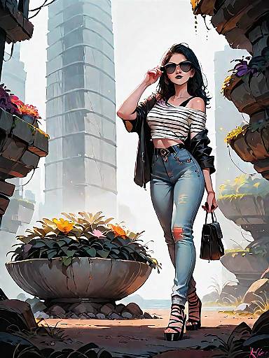 Stylish Woman in Casual Urban Outfit