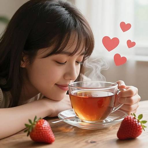 Serene Tea and Strawberry Affection
