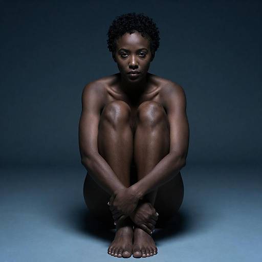 Crouching Figure Study in Blue Light