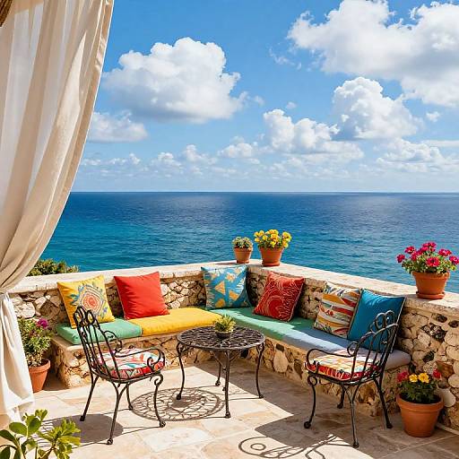 Rustic Oceanview Mediterranean Terrace