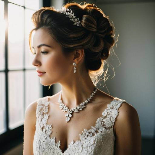 Elegant Bridal Updo in Morning Light Elegant Bridal Updo in Morning Light