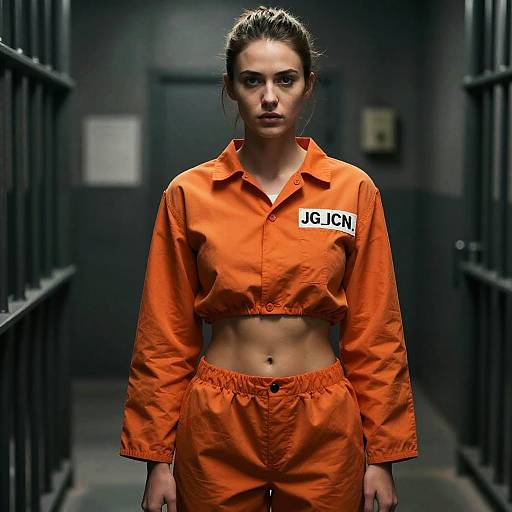 Seductive Woman in Prison Cell