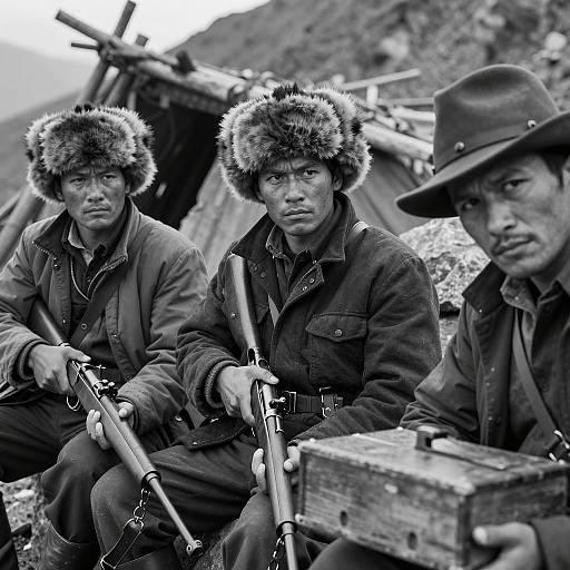 Intense Portrait of Men in Mountains