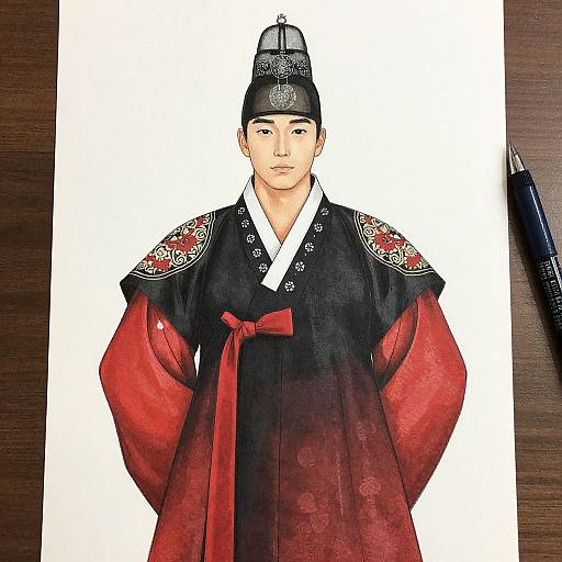 Man in Black and Red Hanbok