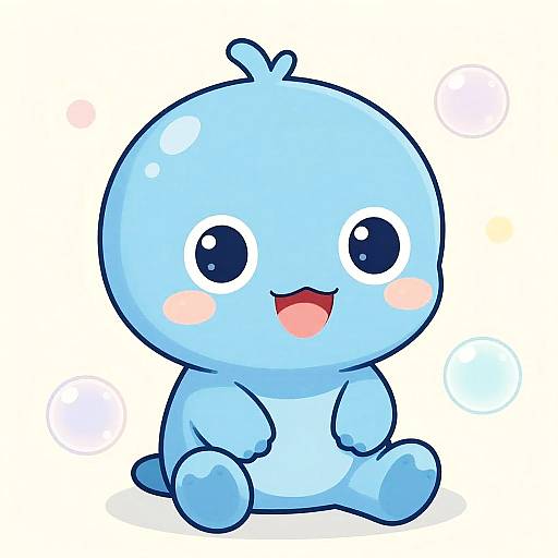 Adorable Blue Slime Chibi Character