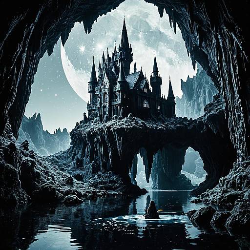 Floating Crystalline Cave and Dark Fairy Castle