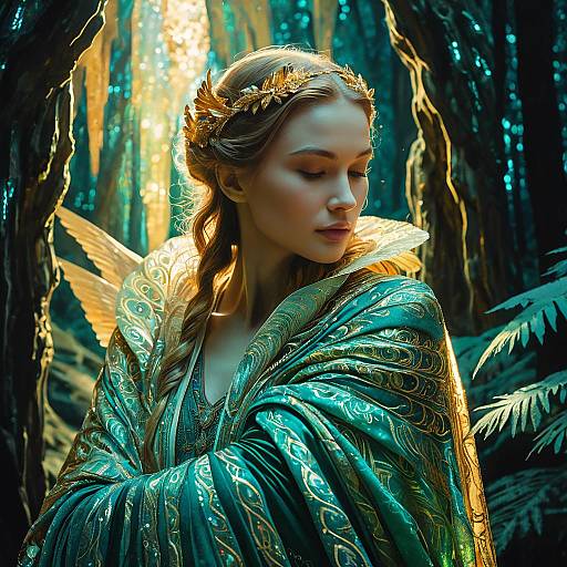 Ethereal Fantasy Harpy in Luxurious Silk