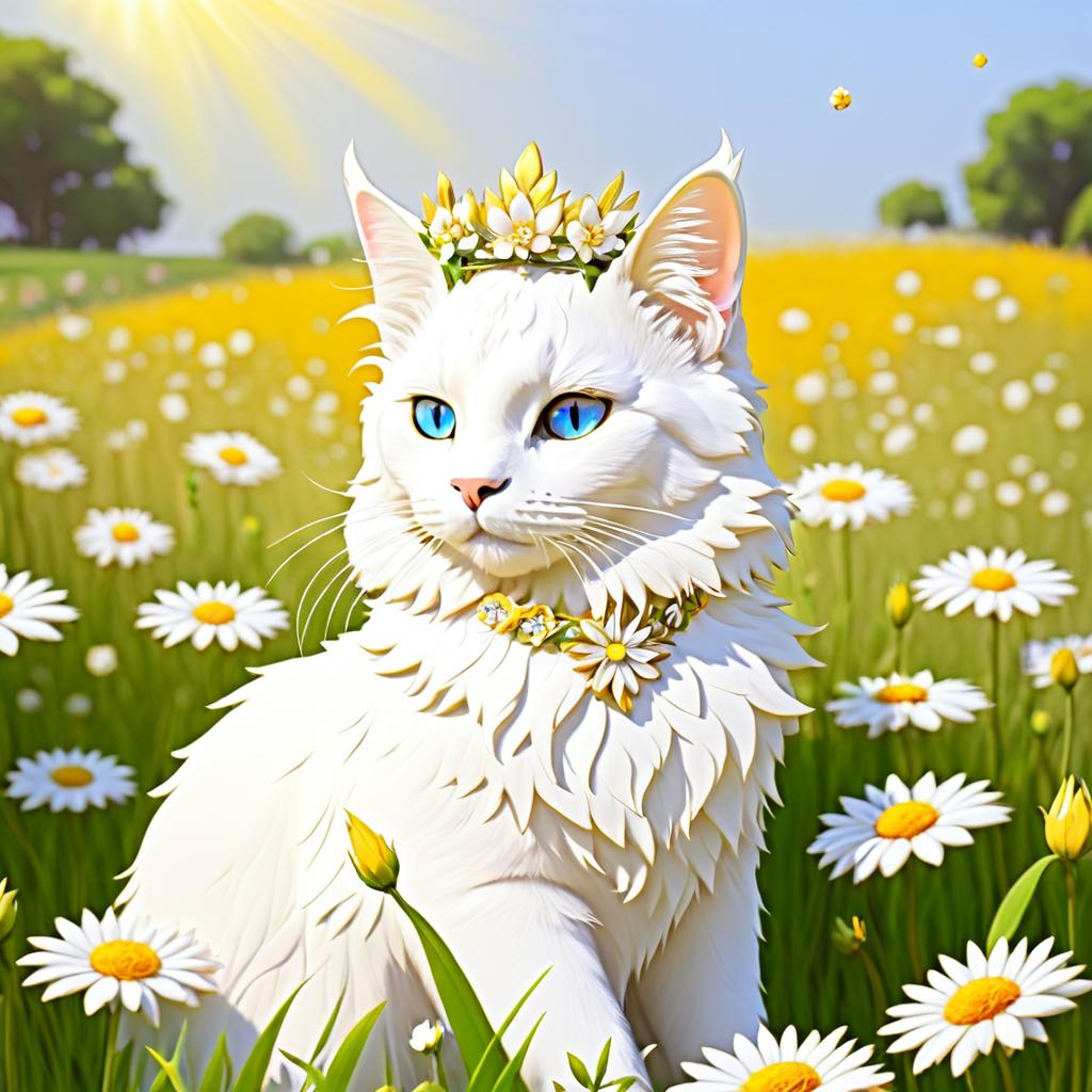 Fantasy Portrait of a Cat with Flowers