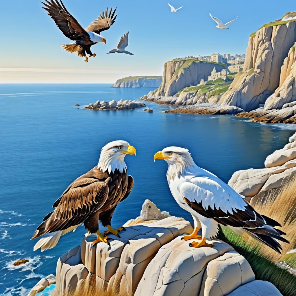 Majestic Eagle Feasting by the Ocean