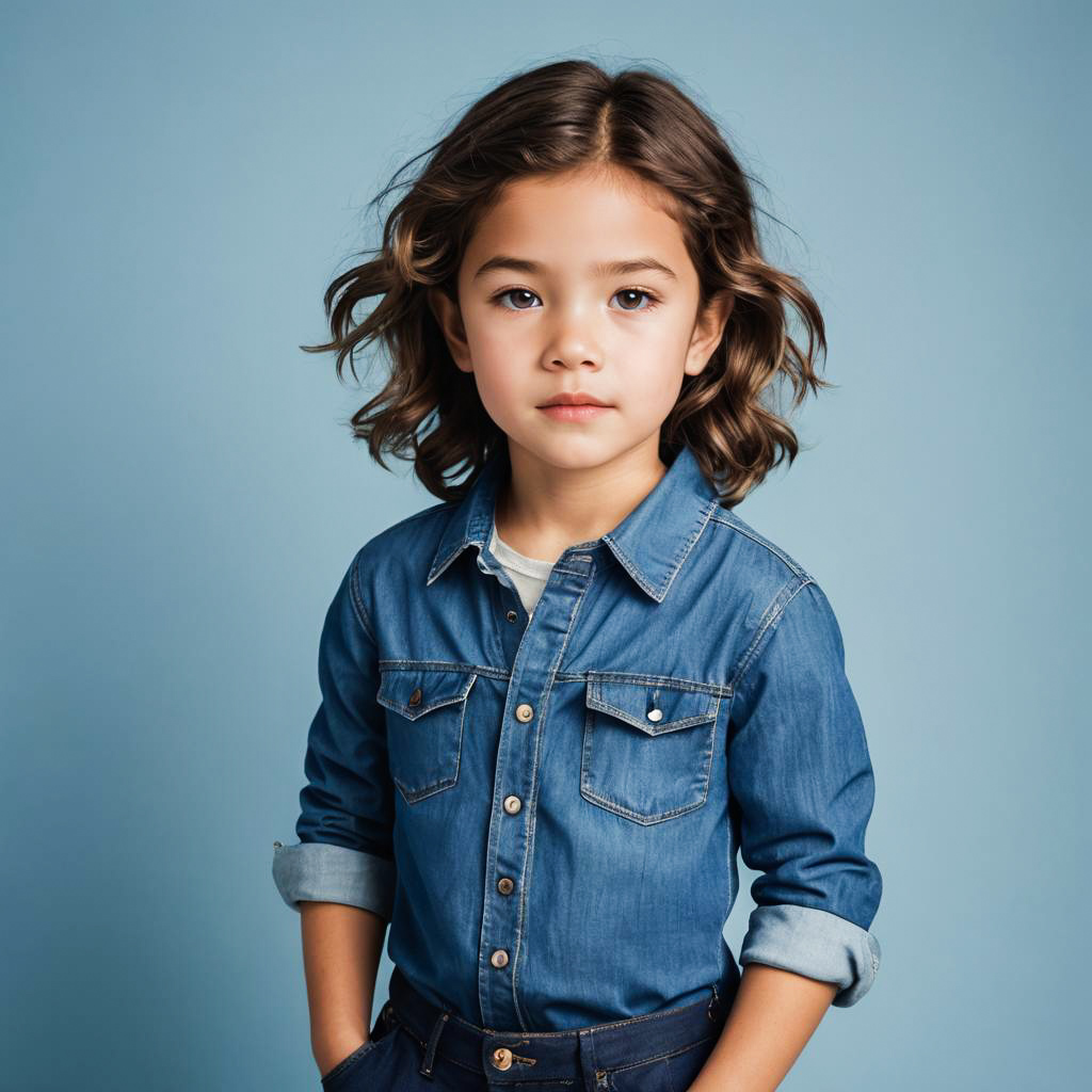 Mischievous Kid in Arctic Blue Studio