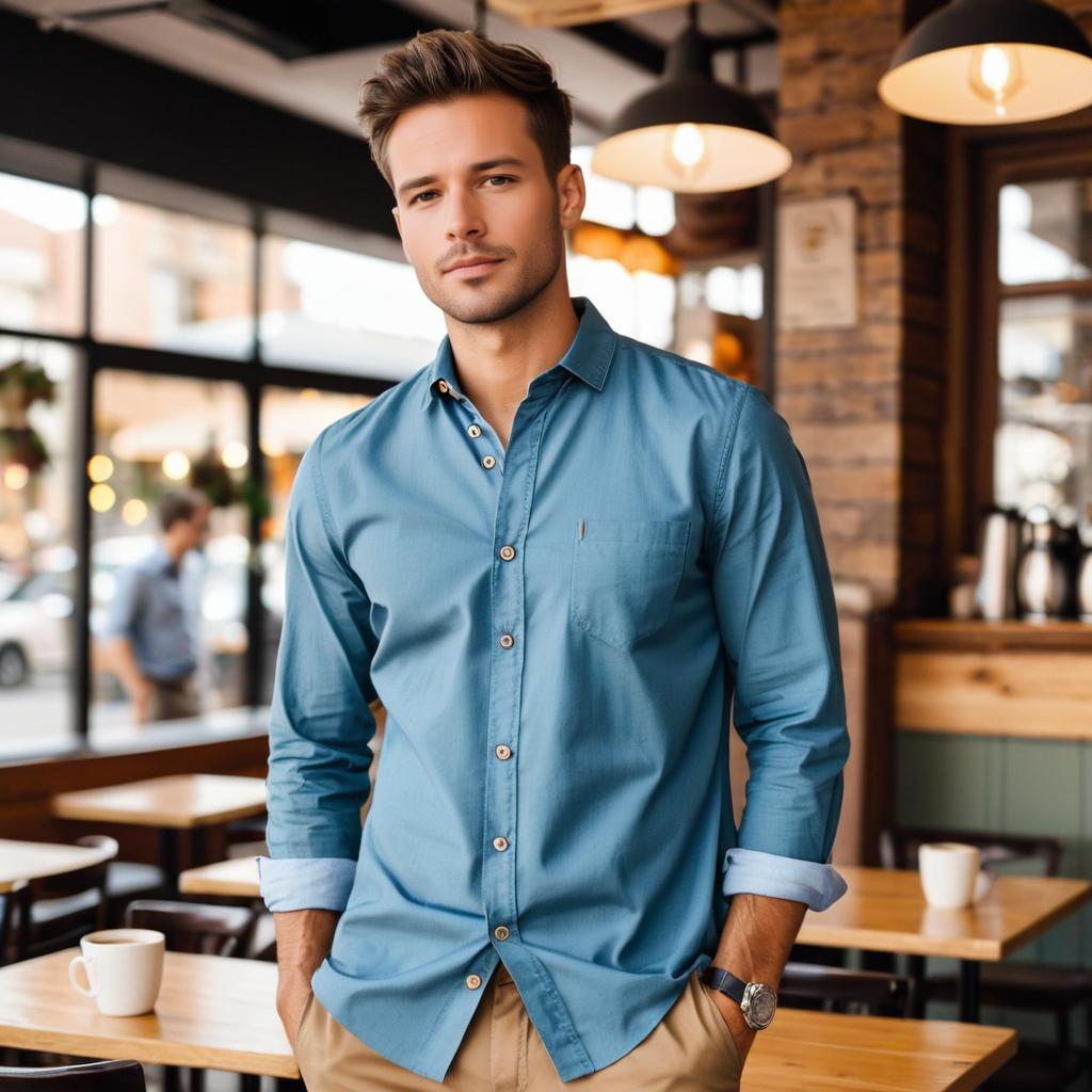 Casual Man at Coffee Shop Scene