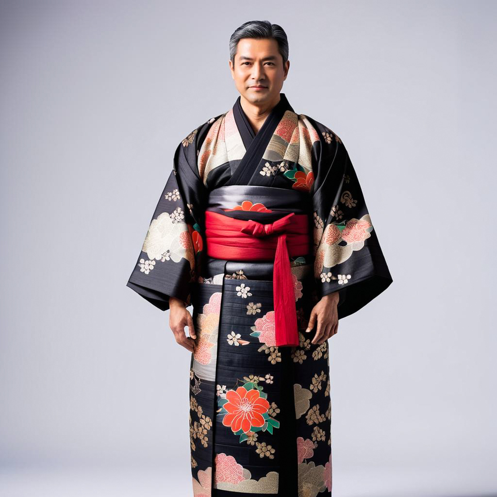 Proud Man in Traditional Kimono