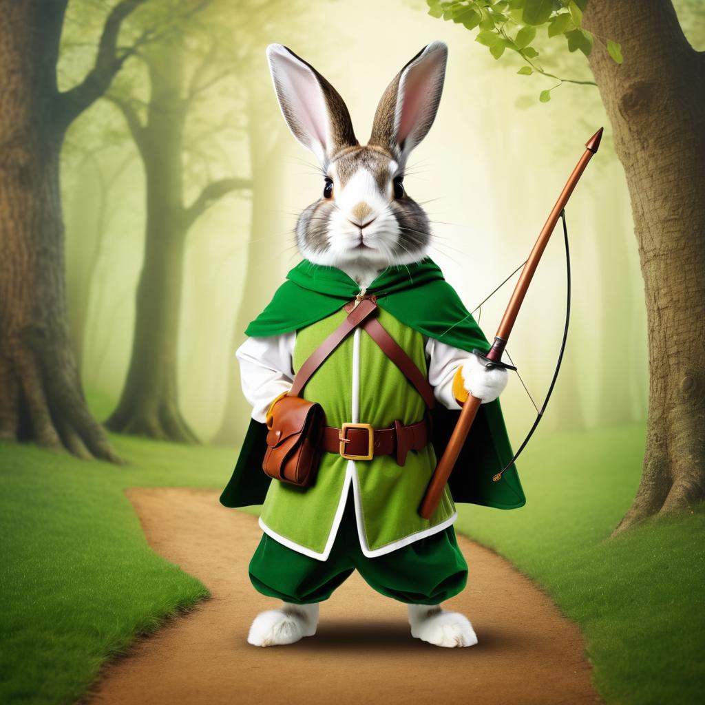 Whimsical Rabbit as Robin Hood