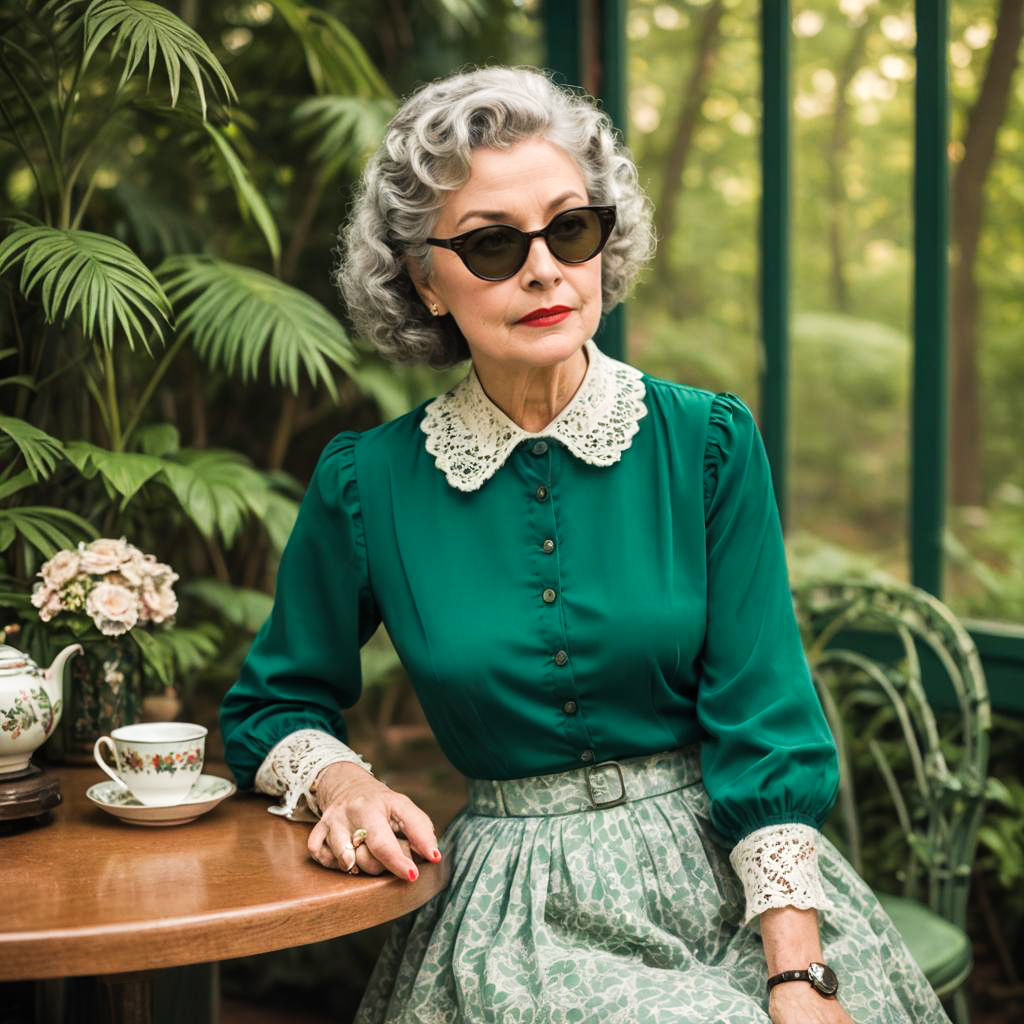 Vintage-Inspired Portrait of Thoughtful Elderly Woman