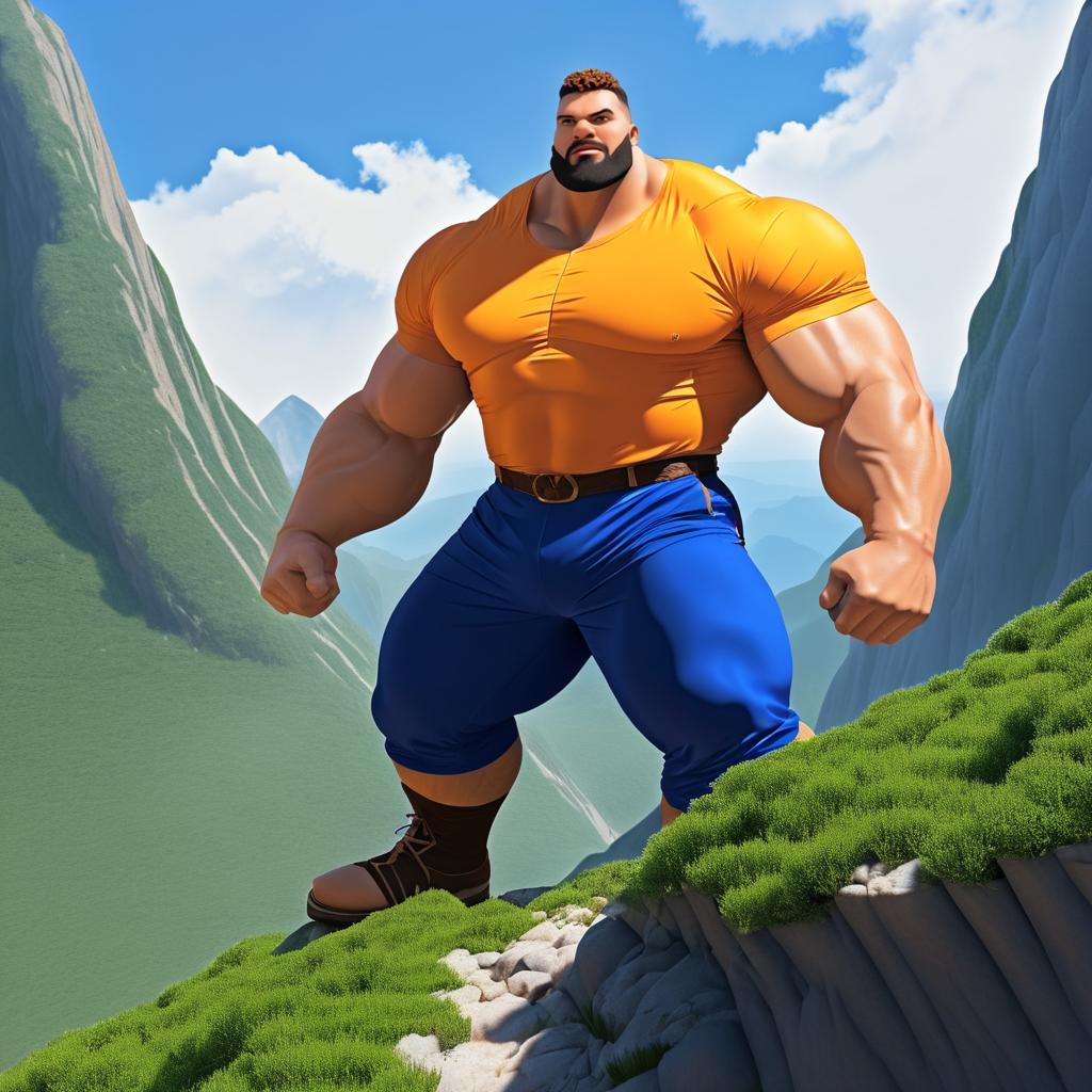 Majestic Male Giant Emerging from Mountain