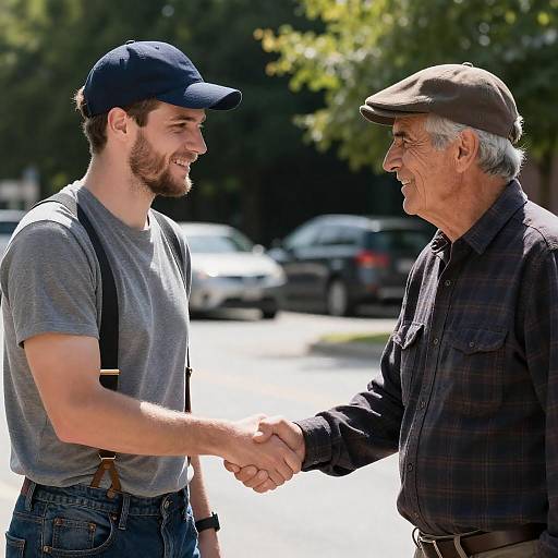 Friendly Handshake in Sunny Outdoors